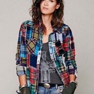 Free People RARE Lost in Plaid Button Down